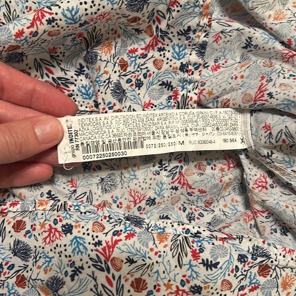 ZARA Slim Fit Nautical Seashell Shirt Mens M Colorful Short Sleeve Cotton - Picture 7 of 9